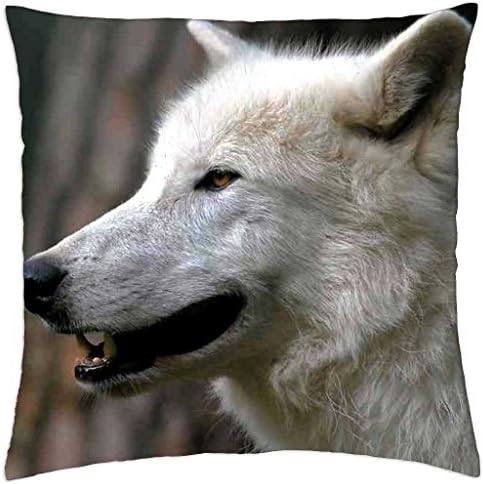 White Tundra Wolf - Throw Pillow Cover Case (18" x 18")