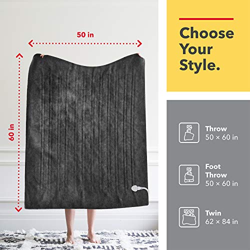 Vremi Electric Blanket - 50 X 60 Inches Throw Heated Blanket With 6 Heat And 8 Time Settings - Fleece Heating Pad With 10 Feet Cord, Lcd Display Controller, Auto Shut Off, Washable Cover #TOP5