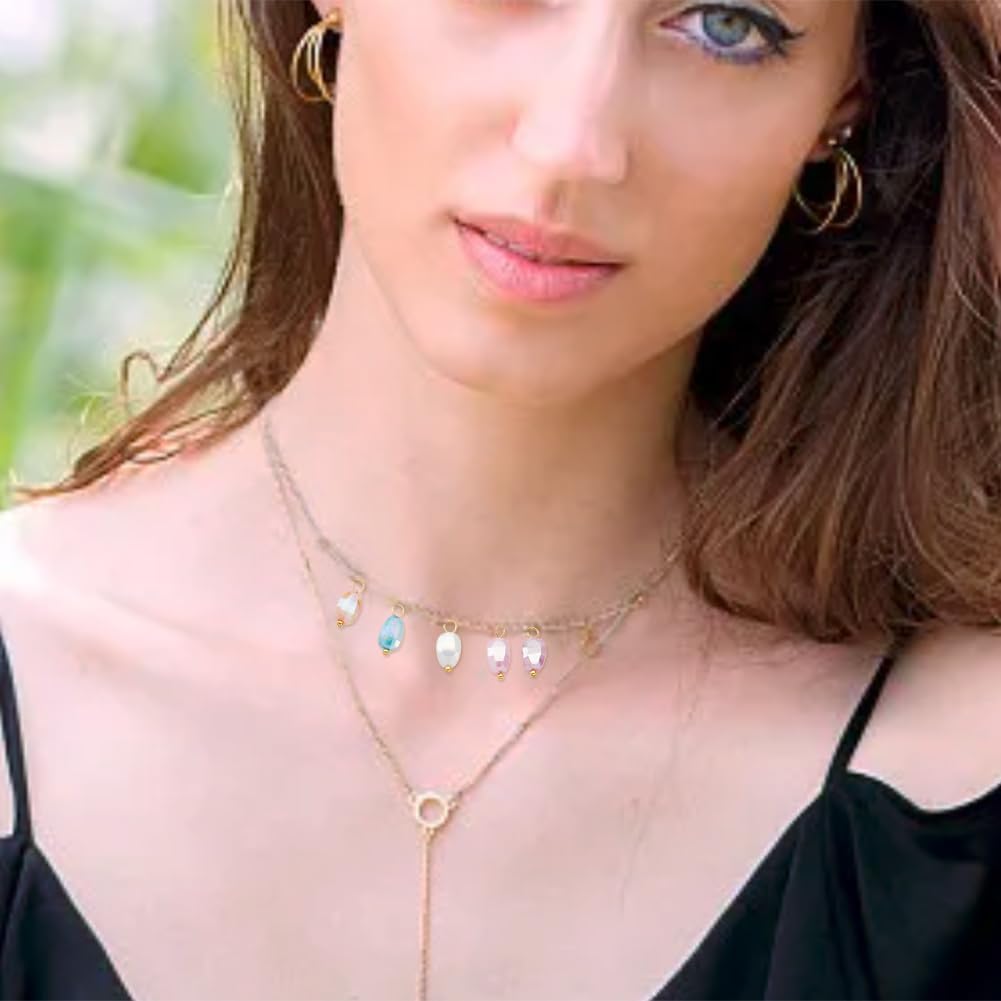 Glass Dangle Charms Faceted Beads with Brass Loop Pendants Colorful Crystal Charms for DIY Earring Necklace Jewelry Making - Image 7