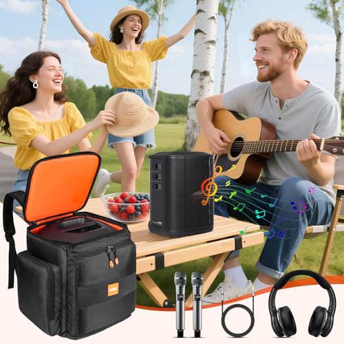 Carrying Case Travel Backpack Compatible with Bose S1 Pro+/S1 Pro,Portable Bluetooth Speaker Bag Fits for JBL Partybox Encore Essential/Essential 2 with Extra Pockets for Microphone,Charger,Cable