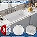 32 White Undermount Kitchen Sink, Hugsleek Topmount & Undermount Kitchen Sink 32x19 inch White Porcelain Ceramic Fireclay Sinks Dual Mount Accessories Single Bowl Under Counter Sinks Basin Drop In