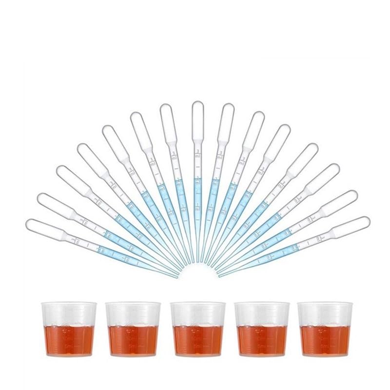 Pipetas, 20 pipetas Pasteur de transferencia desechables de 1 ml, 3 ml, 5 ml y 10 ml con e. Suministros de laboratorio.(10ml)