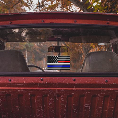 Us Flag First Responders, Thin Blue Line Flag & Thin Red Line Flag, Police & Firefighter Flag Decal For Cars & Trucks, 5 X 3 Inches American Usa Flag Sticker Honoring First Responders, Law Enforcement Vinyl Waterproof & Weatherproof Bumper Sticker (3-Pack) #TOP5