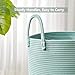 MOJOSCEND 15Dx20H inches Tall Green Hamper Cotton Rope Laundry Basket Woven Hamper for Clothes Blanket Storage in Bedroom Livng Room for Baby Nursery Kids Toys Organize 60L Capacity