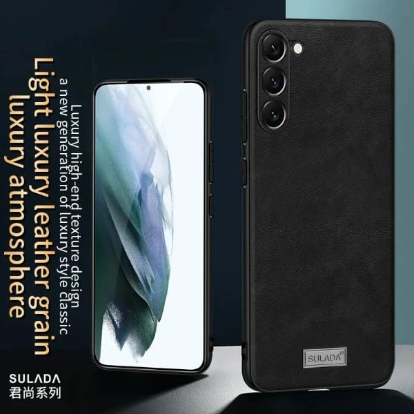 Image of MILLION CASES Back Cover Case for Samsung Galaxy S23 Ultra Shockproof Protective Timeless Genuine Leather Slim Case for Men & Boys(Black)