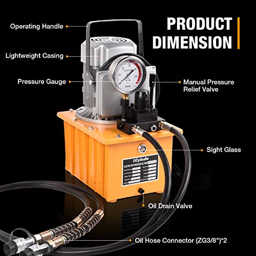 Image of Hydraulic Electric Pump Double Acting Manual Valve 8.4Quart 2.1Gallon Hydraulic Power Pack Cylinder Electric Portable Pump for Punching /Bending /Jack Machine, ZCB-700AB