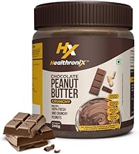 Healthronix Dark Chocolate Peanut Butter Crunchy 340g |25g Protein & 4g Dietary Fibre | Tasty & Healthy Chocolate Spread for Breakfast & Snacks, Made with Roasted Peanuts, Zero Cholesterol & Trans Fat