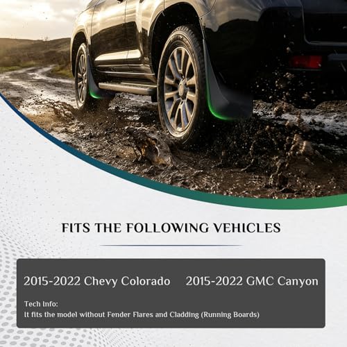 Image of Mud Flaps Fit for 2015-2022 Chevy Colorado / 2015-2022 GMC Canyon (W /o Fender Flares or Cladding)(Excludes ZR2), Dedicated Mudguard for Four Seasons Universal Protection, Front and Rear