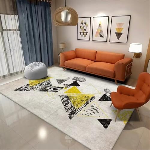 Tapis géométrique moderne noir et gris doux pour toute la maison - 2