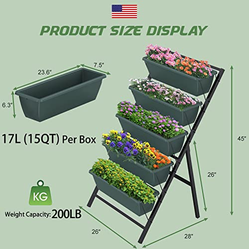 Highpro Vertical Garden Planter, 5 Tiers Vertical Raised Garden Bed Metal Elevated Herb Planter Box Vegetable Flower Planters for Patio Deck Outdoor Indoor by Highpro - Used condition - Image 3