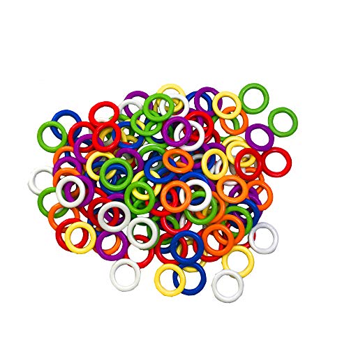Colorful Iron O-Rings & Stitch Ring Markers for Knitting/Crochet/etc, (Includes 7 Colors, Internal Diameter 5mm, 140pcs)
