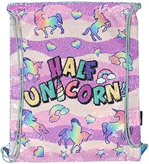 Fringoo Reversible Sequin Kids Drawstring Bags PE Kit Bag for Girls Swimming Bag for Boys Large Gym Bag Travel School Backpack Water Resistant 43 x 34 cm