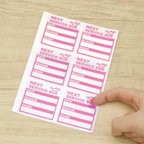 Image of for Oil Change Sticker Static Cling, Clear Stickers 120 Pcs 2 inchx 2 inch Next Service Due Sticker for Windshield, Easy to Peel with No Residue for Car Auto Vehicle Window (Pink2)