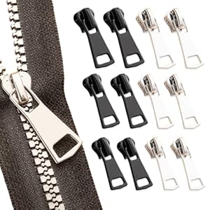 12 Stück Reisverschluss-Zipper Ersatz,Reißverschluss Zipper,für Jacken Reparatur Metall Reißverschlüsse set,Clips Ersatzteile Kit Repair,Universal Schwarz Und Silber #3#5#8