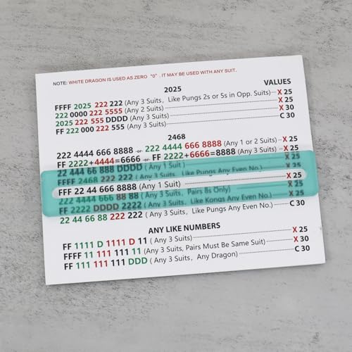 Pack de 4 guías para cartas Mahjong acrílico verde miniatura 5