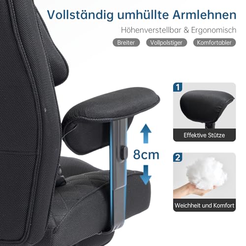 Asukale Plus Ergonomischer Chefsessel Bürostuhl 200kg, Hohe Rückenlehne – Ansicht 7
