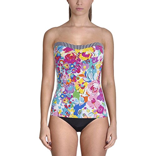 Anne Cole Women's This Bud's for You and Indigo Stripe Bandeau Tankini