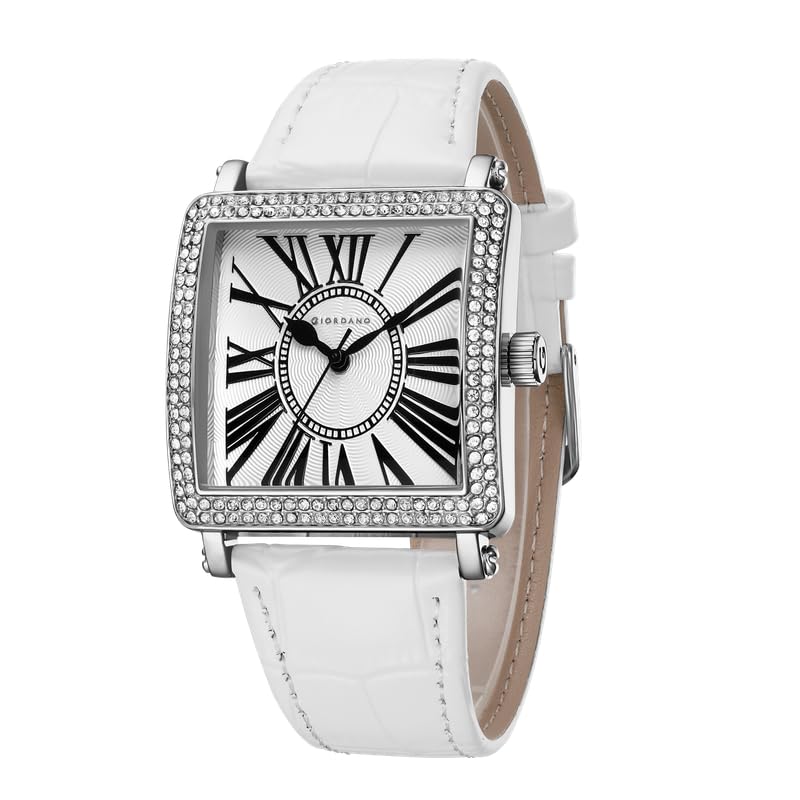 Giordano Elegant Watch for Women – Crystal-Studded Square Dial, Leather Band, Roman Numeral Dial - Review, Price and Buying Guide