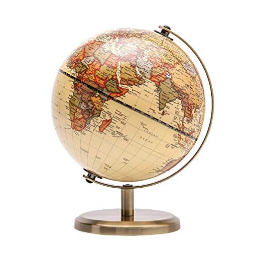 Annova Antique Globe Dia 5.5-inch / 14CM - Educational/Geographic/Modern Desktop Decoration - Stainless Steel Arc and Base - for School, Home, and Office (Antique 5.5“)