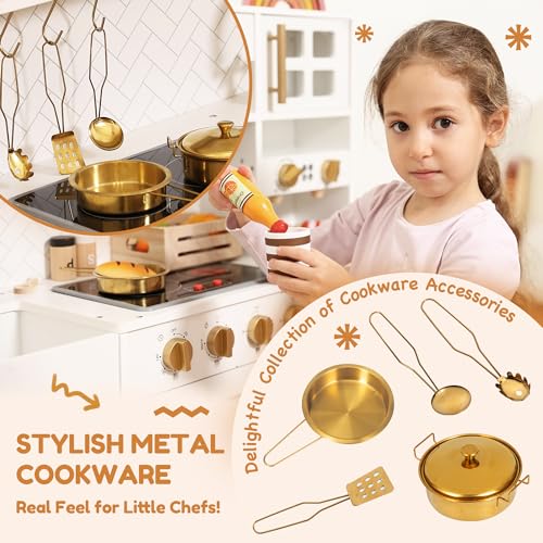 Bpmfkid J23B03-CA Interactive Wooden Play Kitchen Set For Kids: Realistic Features thumb #2