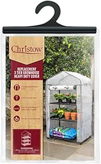CHRISTOW Greenhouse Cover Replacement 3 Tier, Reinforced Mini Growhouse Protector Three Tier, Heavy Duty COVER ONLY, H125cm x W69cm x D49cm