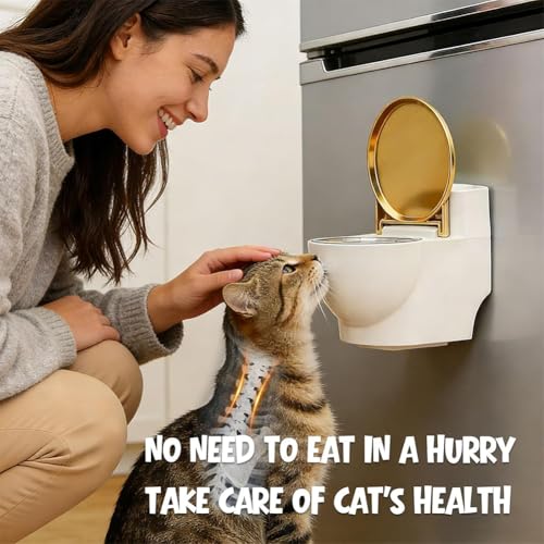 Bebedero para gatos forma inodoro acero inoxidable miniatura 4