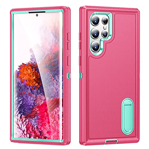 Coque Samsung S22 Ultra armure anti-chute avec support rigide rose
