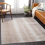 Livabliss Area Rugs - 5x7 Pablo Modern Antelope Print Tan Gray Rug for Living Room Bedroom - Animal Theme Non-Shedding Stain Resistant Carpet for Kitchen, Home Office (5'3' x 7'1')