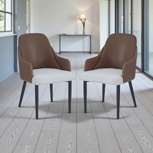 Image of The Attic Avalon Luxe 6 Seater Dining Set,Light Brown & Off White,Titanium & Cream,180 Cms