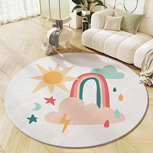 KiKom Dessin Animé Animaux Tapis Bébé Ramper Tapis Enfants Tapis Rond Salon Antidérapant Tapis Chambre Tapis 1 PC (Temps, 100 * 100cm) Cover
