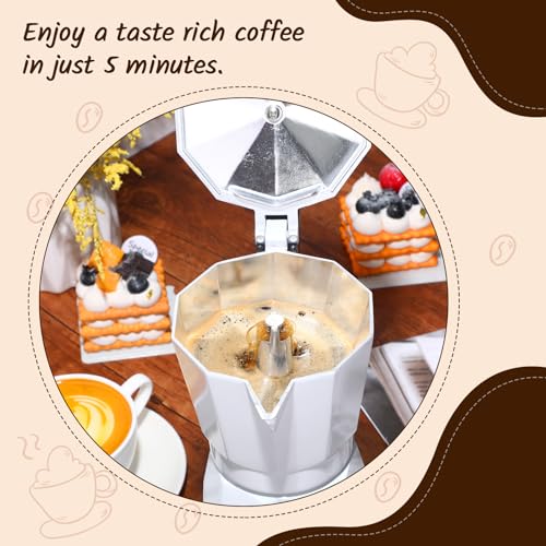 Image of 6 Cup Electric Espresso Coffee Maker 300ml Aluminum,White