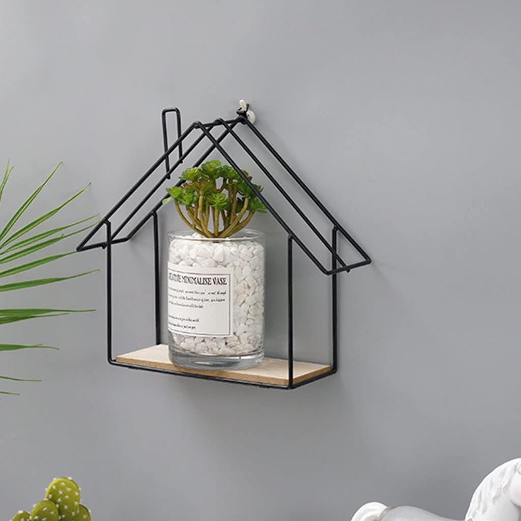 JSEIAJB Nordic Wall Shelf Decoration Metal Wall Storage Rack Kitchen Living Room Figurines Crafts Display(Gray)