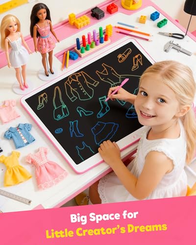 Image of TEKFUN 20inch LCD Writing Tablet with Stylus, Erasable Doodle Board Mess Free Drawing Pad for Kids, Car Trip Educational Toys Birthday Christmas Gift for 3 4 5 6 7 Girls Boy(Pink)