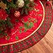 Valery Madelyn 48" Traditional Holly Leaves Tree Skirt with Tartan Trim
