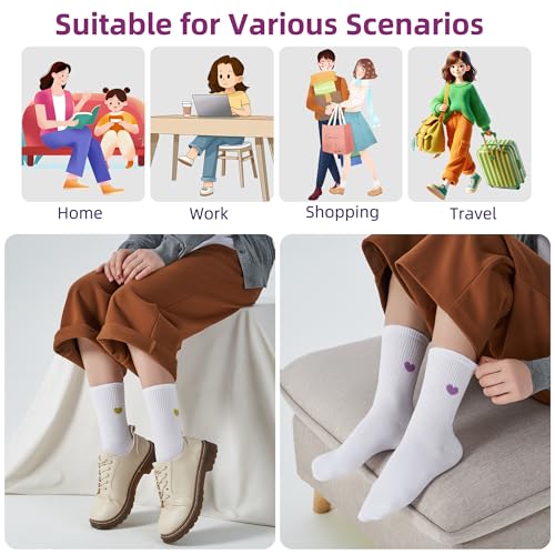 Image of inhees Women's Cotton Crew Socks - 6Pairs Above Ankle Fun Cute Heart Bootie Dress Socks - Gifts for Mother /Her