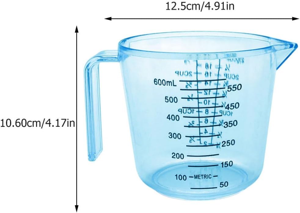 3pcs Plastic Measuring Cups Large Capacity Kitchen Baking Tools Blue Milk Cups with Clear Scale for Accurate Liquid Measurement