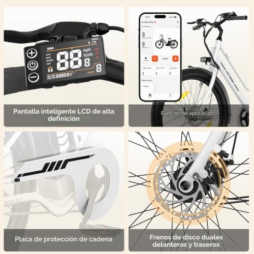 Miniatura 5 de Hitway Bicicleta Eléctrica, 27,5 E Bike, Motor 250w, Batería Extraíble 36v 13 Ah, 50-100 Km,App,Bicicleta Eléctrica Urbana Para Adultos Unisex