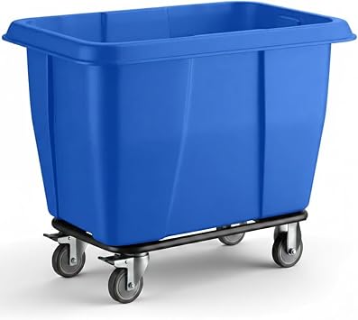 Industrial Garbage Wagon Transportation 12 Cubic Foot 600 lb., Blue Commercial Cube Truck, Laundry Truck, Rolling Waste Bin, Hotel & Warehouse Supplies, Construction Trash Recycling Trolley