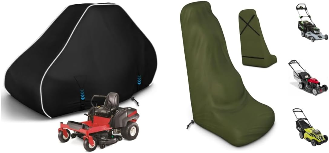 Lawn Mower Cover, 600D Waterproof Zero Turn Mower Cover, Outdoor Push Mower Cover Universal with Drawstring & Cover Storage Bag