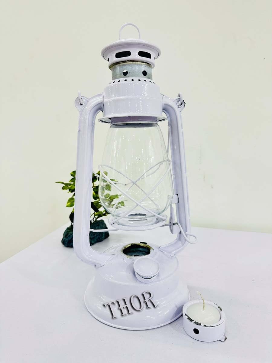 Collectible Handicrafts Vintage Nautical Full Size Solid White 12-inch Candle Lantern Lamp Vintage Ship Hanging Candle Lantern