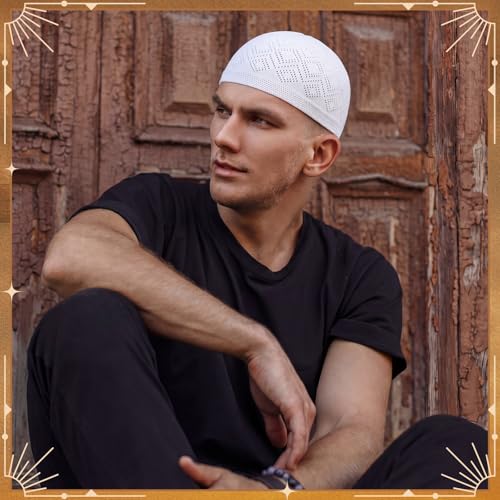Image of Boyiee Kufi Hat for Men Muslim Knit Kufi Cap Crochet Beanie Skull Beanie African Hat for Men Women