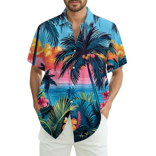Générique Chemise Homme Funky Hawaïenne Manches Courtes Été Shirt de Fleur Aloha Tropical Imprimé Plage Casual Classique Hawaii Décontractée Casual...