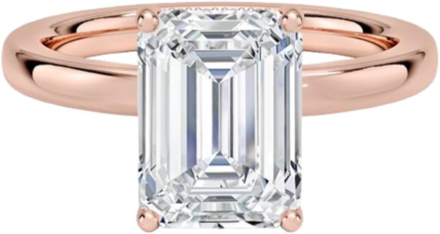 1-5 CT Emerald Cut Lab Grown Diamond Engagement Ring VVS2 E/F Color 925 Sterling Silver 10K 14K 18K Solid Gold Classic Solitaire Wedding Bridal Anniversary Ring Gift for Women(IGI Certified)