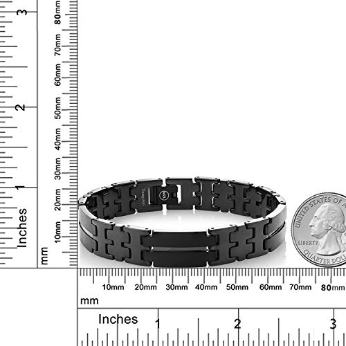 NEW Black IP Plated Tri Link Tungsten Carbide Men's Bracelet,TU279BLK3