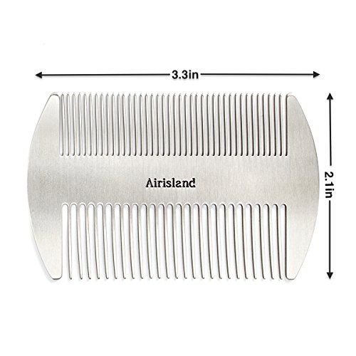 Airisland Dual Action Stainless Steel Edc Credit Card Size Comb Wallet Comb Pocket Comb Anti-Static Hair Comb Beard Mustache Comb For Man #TOP1