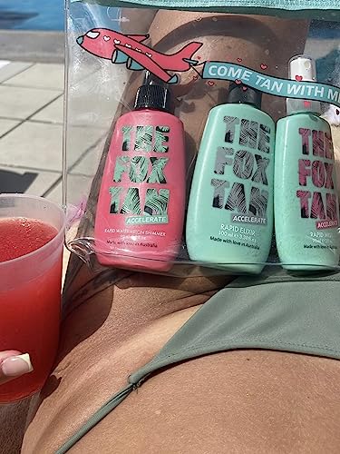 The Fox Tan Jet Setter Pack | Natural Tanning Lotion & Accelerator | Dark, Flawless, Tan Skin | Streak-Free Tanning | Tanning Lotions & Oils For Melanin Production | Australian Made | Vegan | Cruelty Free #TOP4