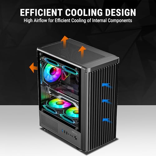 Image of Ant Value VM45 Mid-Tower Computer Case /Gaming Cabinet - Black | Support M-ATX, ITX | Pre-Installed 4 Fans