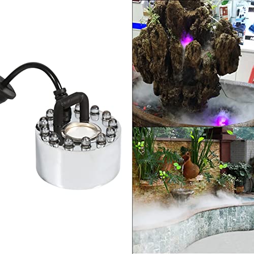 Jenngaoo Water Fountain Pond Fogger, 24V Ultrasonic Mist Maker Atomizer Air Humidifier With 12 Led Light Color Change For Rockery Fish Tank Vase Birdbath Decor(Adapter Is Not Included) #TOP6