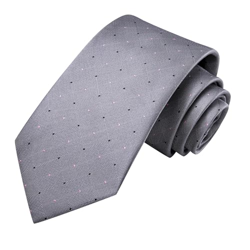 Image of Hi-Tie Mens Plaid Ties Classic Paisley Necktie with Handkerchief Cufflinks Set Business Stripe Tie