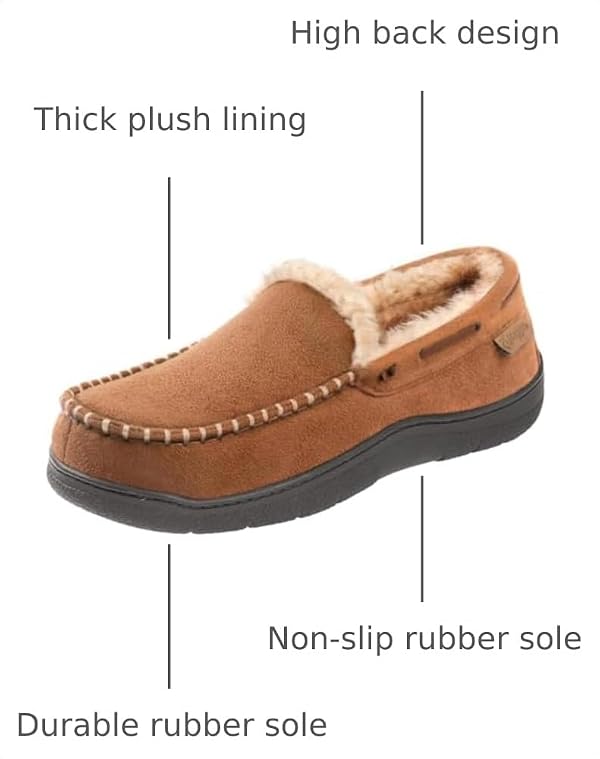 Zigzagger Men's Moccasin Slippers Memory Foam House Shoes, Indoor and Outdoor Warm Loafer Slippers, Tan, 11 M US by Zigzagger - Used condition - Image 3